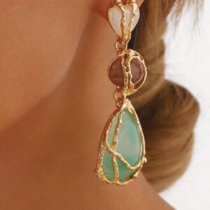 Water Drop Contrast Color Earrings